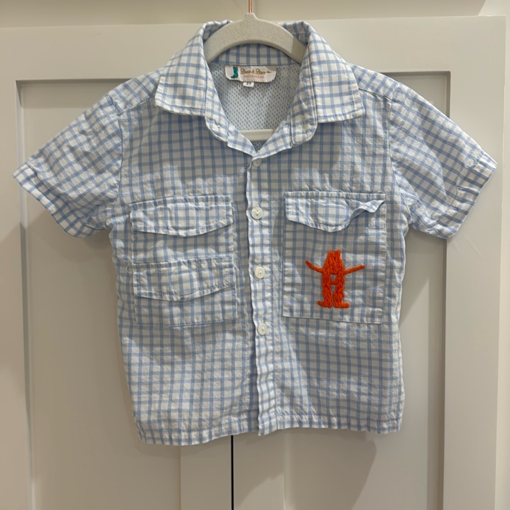 Boots and Bows Smocking Co. Houston Rodeo Short Sleeve Fishing Shirt 2T